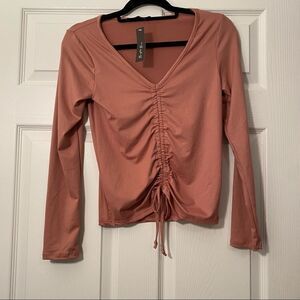 NWT Brit & Bri large pink ruched long sleeve super soft blouse